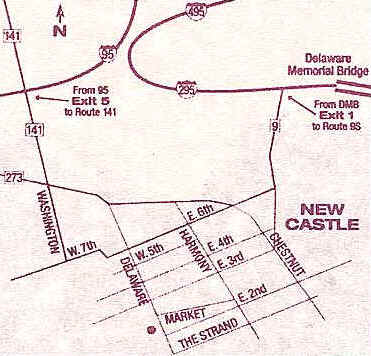 Map to Terry House B&B in New Castle, Delaware